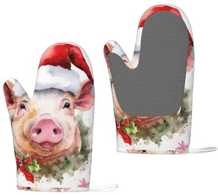 Smiling Oven Mitts Set of 2 Heat Resistant Silicone Oven Gloves with Soft Lining Non-Slip Kitchen Cooking Mitt Long Waterproof Potholders Kitchen Essentials