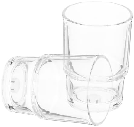 Happyyami Glass Toothbrush Cup Holder Set 2 Pack Transparent Bathroom Toothbrush Cup Rinsing for Mouthwash and Toothpaste Storage Sink Side Use 3.86 X 2.76 X 2.76 in
