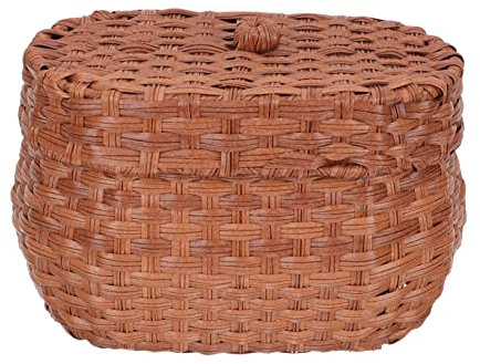 Mikinona Dekorativer Handgeflochtener Eierkorb Aus Imitations-rattan Mit Deckel Leichtes Aufbewahrungskörbchen Für Frische Eier Und Haushaltsgegenstände Vielseitig Nutzbar Als Retro-dekorat