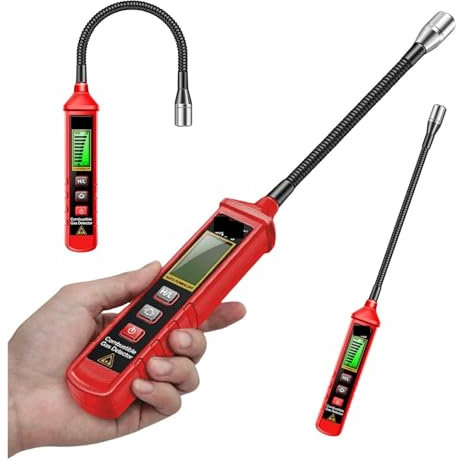 Analizador de Gases, Detector de fugas de gas combustible con sensibilidad ajustable, alarma for el hogar y vehículos recreativos, que localiza la fuente de metano y gas natural Resistente Al Agua, Al