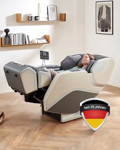 WELCON Prestige III 4D Massagesessel Beige-Grau Zero Gravity Wärme | Sessel mit 4D Massage, Wärmefunktion, Shiatsu, Ganzkörpermassage & Fußreflexzonenmassage