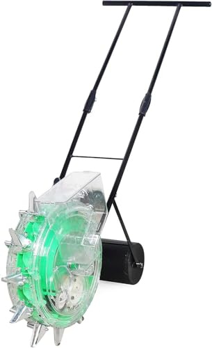 Asiwnshw Portable Garden Seeder Spreader, Manual Seeder Hand-Push Roller Seeding and Fertilizer Applicator, Row Planter Corn Planter Seeder for Soy Peanut Corn Cotton Soybean(6 Mouths)