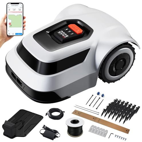 Smart Wiless Wireless Robotic La Tondeuse à Gazon, Forges de pelouse robotique entièrement automatiques avec Escalade et évitement des Obstacles, capteur de Pluie pour 1000㎡ Garden à Domicile