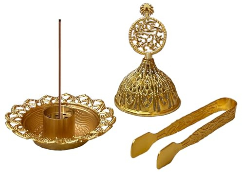 Majewel 3 in 1 Incense Holder, Vintage Incense Holders for Sticks with 9 Holes, Incense Burner Ash Catcher, Brass Incense Stick and Cone Burner for Meditation, Yoga, Home Decor(Coconut)
