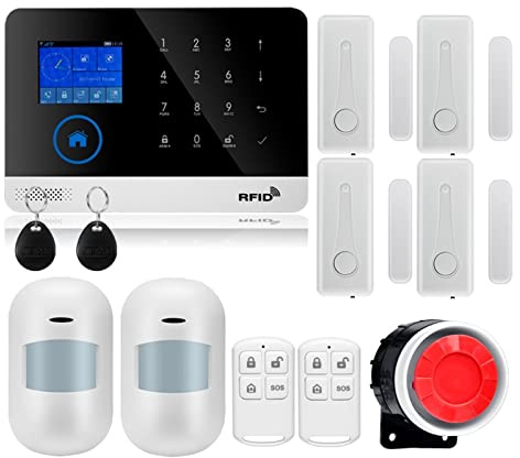 Inalámbrico Tuya APP SIM GSM hogar RFID antirrobo seguridad LCD teclado táctil GSM de alarma Kit de Sensor Para Villas y Almacenes(W2B Bundle 10)