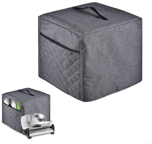 Housse pour trancheuse à viande, tissu Oxford 600D robuste avec revêtement en PVC imperméable, protection contre la poussière, avec poignée et poches latérales pour lames/brosses