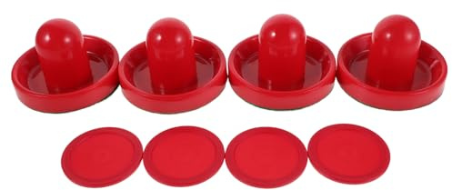 ANDRESLAD Raquettes et Palets de Hockey sur Table Rouge 96 MM Kit Complet 4 Palets en Plastique Haute Densité de 63 MM Accessoires de Rechange pour Jeu Air Hockey Équipement pour Parties
