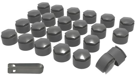LILJUECE Lug Nut Covers (Wheel Bolt Caps) Complete Set - 24PCs + Removal Tool, Grey - Replacement for Audi A1, A3, A4, A5, A6, A7, A8, Q2, Q3, Q5, Q7, S5, TT