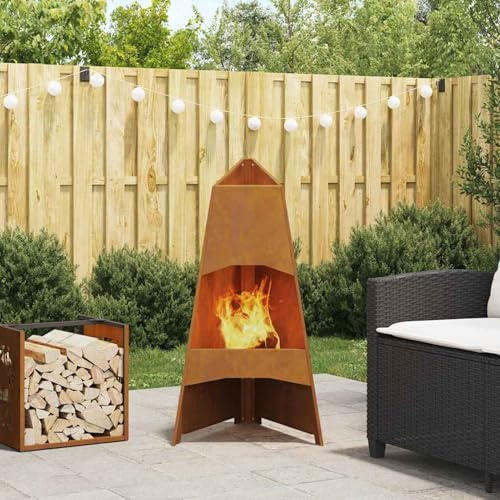 Tidyard Fogata Exterior Moderna de Acero Marrón - Diseño Cono, Resistente al Óxido y Calor, Apto para 4 Personas Modelo YFXQY-858941ES
