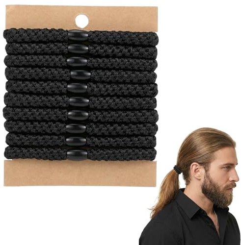 10 stycken hårsnoddar för män, flätade svarta hårgummis-armband, hårsnodd för män, hårsnodd för män, elastiska hårsnoddar för stark elasticitet och halkfritt grepp, träning