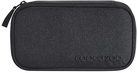 Coocazoo Mäppchen „Midnight Black”, schwarz, Federmäppchen, großes Hauptfach, Reißverschlussfach mit Klarsichtfach im Deckel, Fach für Geodreieck, Stiftehalter, ab der 3. Klasse