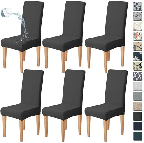 Dioxide Fundas Sillas de Comedor Pack 6, Fundas para Sillas Ajustables, Funda para Sillas Elástica, Cubre Funda Protectora Sillas Lavables para Banquetes Hogar Restaurante Hotel, Negro