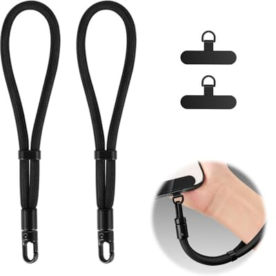 JinRuiCPeng 2 Pack Phone Wrist Strap, Adjustable Phone Lanyard Phone Charm, with Tether Tab for Hands-Free Mobile Phone Carrying Anti-Theft Strap for Most Smartphones, Phone Lanyards, Black & Black