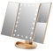 WEILY Tri-Fold Makeup Mirror with 2X/3X Magnifying 21 LEDs, 2 Power Supply Mode, Touch Switch Tabletop Cosmetic Mirror (Gold)