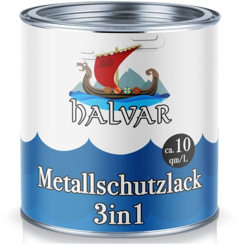 Halvar Metallschutzlack 3in1 skandinavische Metallschutzfarbe 3-in-1 Rostschutz Grundierung & Deckanstrich IN EINEM Metalllack auf Eisen Stahl Aluminium Metall Zink (10 L, Lichtgrau (RAL 7035))