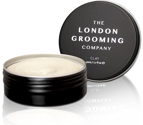 The London Grooming Company Argile pour hommes - Tenue ferme et finition mat sèche - Produit capillaire pour hommes à base d'eau 50 ml facile à rincer – Parfum bois d’oud