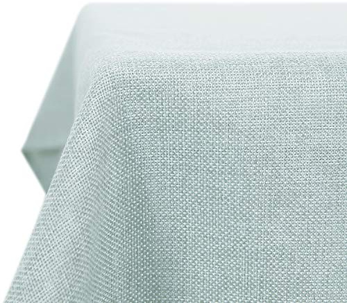 Deconovo Tischdecke Leinenoptik 130x160 cm, Wasserabweisend mit Lotuseffekt, Abwaschbar & Pflegeleicht, Eckig, Fleckschutz für Esstisch & Garten, Minzgrün