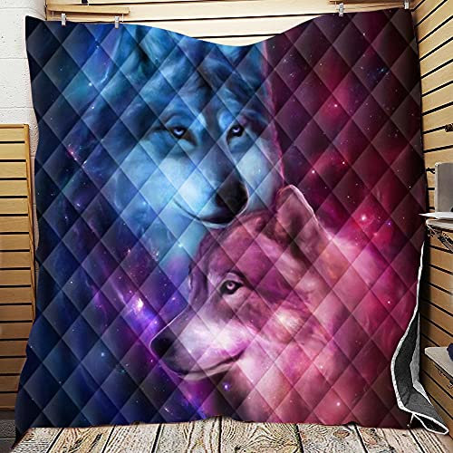 Chickw1 Tagesdecke Bettüberwurf Gesteppt, 3D Wolf Tagesdecke Schlafzimmer Mikrofaser Steppdecke Decke Überwurf Wohnzimmer Sofaüberwurf für Einzelbett Doppelbett (Kosmischer Himmel,200x230cm)