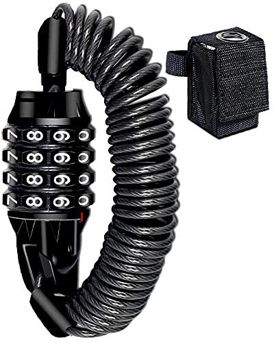 Fahrradschloss Zahlenschloss 4 Stellig, Fahrradkettenschloss, Fahrradkabelschloss aus Stahl, Fahrradschloss Gegen Diebstahl, Wetterfestes Kabelschlösser mit Schlosstasche für Fahrrad, Moto