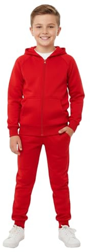 A2Z 4 Kids Tracksuit Hoodie Jogger Set - T.S Plain 109 Red 9-10