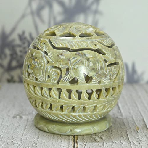 Tealight Candle Holder Soapstone/Gift for Loved Ones/Home/Office Decor/Handmade Gift (Design 3)