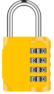 Combination Padlock, TACKOU Padlocks with Code,4 Digit Combination Lock, Heavy Duty Locker Padlocks Weatherproof Padlock Outdoor Combination Lock for School, Gym Locker,Sports Locker,Toolbox,Yellow