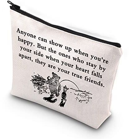 PLITI Best Friend Makeup Bag For Women Friendship Travel Toiletry Bag for Women Friends Bestie Sister Daughter Birthday Gift(Anyone show upU)