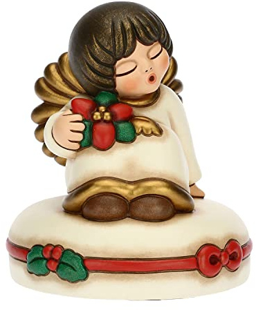 THUN - Natale 2022 - Carillon Magico Natale con Iconico Angelo Ceramica Decorata a Mano - Idea Regalo Natale 2022-12.6x12x14 cm h
