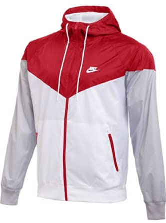 NIKE TEAM MEN'S WINDRUNNER JACKET Hooded Windbreaker (Scarlet/White, Medium)