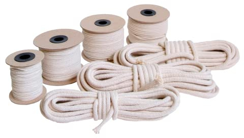 EdcX Stoppino per candele rotondo da 1,4-10 mm, stoppino in cotone intrecciato per la fabbricazione di candele, non cerato, candele fai da te, lampada a olio