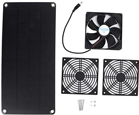 Solar Abluftventilator, 10 W Solarpanel Betriebener Ventilator für Hundehühnerhaus, Wasserdichtes Sicherheits Gewächshaus, Solarbetriebener Abluftventilator, Praktischer Ventilator