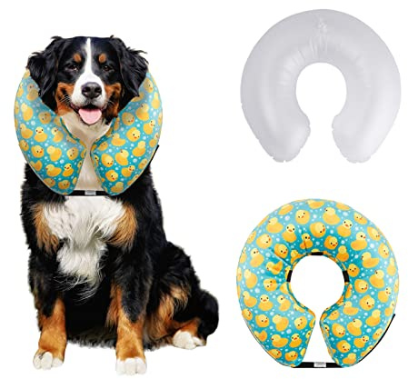 CuteBone Aufblasbarer Hundekegel mit abnehmbaren weichen Fleece-Bezügen für kleine/mittelgroße/große Hunde und Katzen Halskrausenhalsband nach Operationen GWB04L-DE