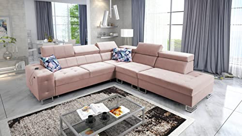 All4All Ecksofa Hugo IX 286x298cm - Schlaffunktion - Bettkasten - L-Form - Couch - Eckcouch - Schlafsofa - Sofaeck - Bett - Wohnlandschaft - 26