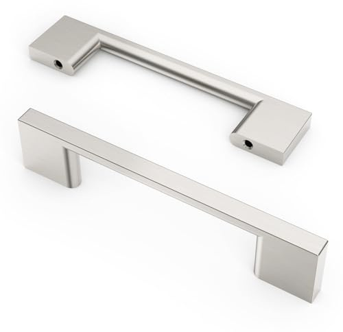 9BUILD 10 Stück Schrankgriffe Gebürsteter Nickel Lochabstand 96mm Griffe für Küchenschränke Möbelgriffe Küchengriffe griffe möbel Küchenschrank Schranktürgriffe EU0035