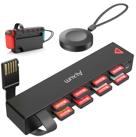 Alxum Switch Lecteur de Cartes de Jeu avec télécommande sans Fil Switching,8-en-1 Switch Porte-Jeux pour Nintendo Switch/Switch Console OLED et Dock (4 pour Le Jeu+4 pour Le Rangement)