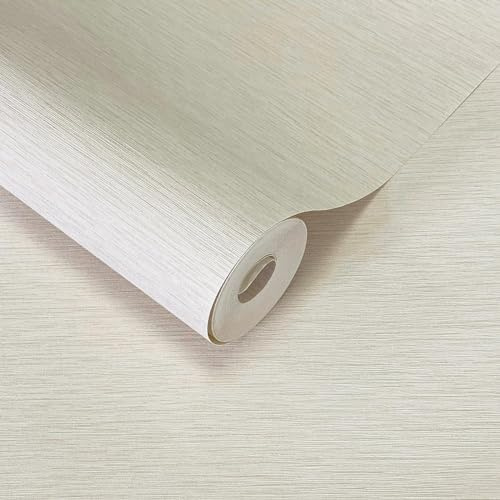 World of Wallpaper Roma Linear Texture - Heavyweight Vinyl for Living Room & Bedroom - Modern Decorative Luxury Wallpaper - Cream
