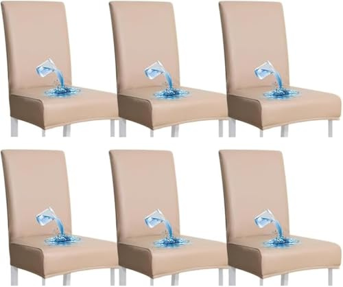 Wasserdichte Stuhlhussen 6er Set Stretch PU Stuhlbezug für Esszimmerstühle | Stuhlhussen, Stretch, Universell, Dekoration, hussen für stühle, Haus, Küche, Hotel, Restaurant, Bankett, Hochzeit, Party