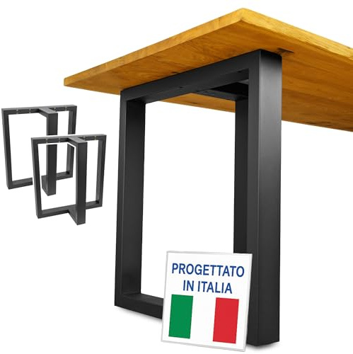 NEXT LEVEL - Gambe per Tavolo - 65x74x30cm, Profilo 80x40mm, Metallico, per Legno e Vetro, Compatibile con Larghezze 70, 80, 90 e 100cm | Piedi per Tavolo - PM-017