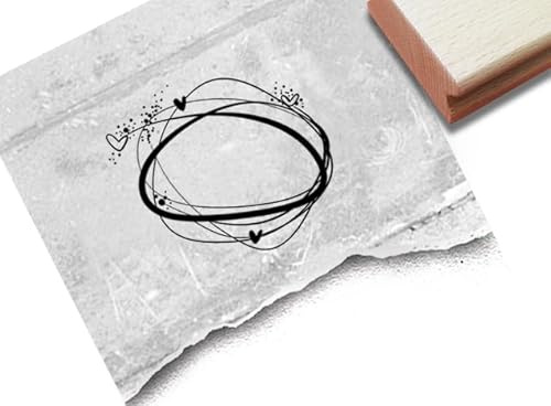 Stempel Rahmen Oval mit Herzen - Motivstempel zum selbst beschriften Liebe Valentinstag Verlobung Hochzeit Karten Einladung Tischdeko - zAcheR-fineT (groß ca. 58 x 46 mm)