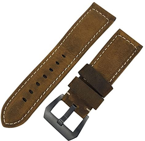 TINTAG Uhrenarmband aus Rindsleder, 24 mm, gelbe Dornschließe, Uhrenarmband für Panerai-Uhr für Herren, 24 mm, Achat