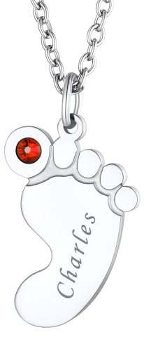 FindChic Personalizado Collar Pie Bebé Circonita Colgante Pie de Bebé Acero Inoxidable Collar con Pies Mamá