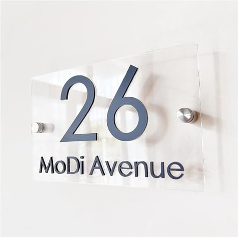 Customized Laser Cut Clear Acrylic 3D Modern Door Number Plates House Residence Apartment Address Family Name Plaques 19x12cm (Color : Matte White, Size : 12CM_19CM)