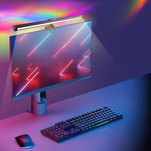Euakee Lampara Led Monitor RGB, 40cm Lámpara LED USB para Escritorio de Monitor con 15 RGB Modos, 3 Brillo y 3 Temperatura de Color ajustables Protección Ocular Barra de Luz de Monitor Control Táctil