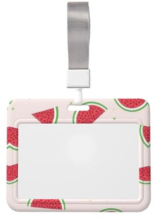 WapNo Schlüsselband-Hülle mit Wassermelonen-Muster, Ausweishalter, perfekt für Lehrer, Journalisten, Ärzte, Geschenke (horizontal), Weiß