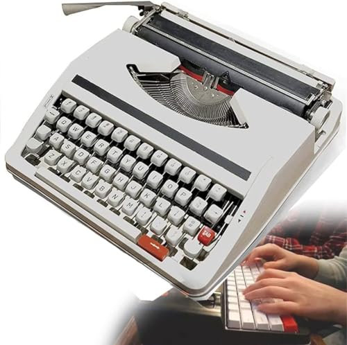 Altmodische manuelle Schreibmaschine, Maschinenschreibmaschine, Maschinen-Textverarbeitungsschreibmaschine, tragbare flexible Tasten,literarisches Retro-Sammlungsgeschenk,White