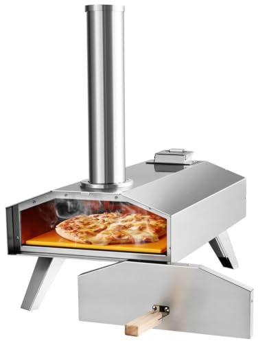 Multi-Fuel Edelstahl Outdoor-Pizzaofen mit abnehmbarem Kamin und klappbaren Beinen – tragbarer Tisch-Pizza-Grill für Garten, Grill, Picknick, Party