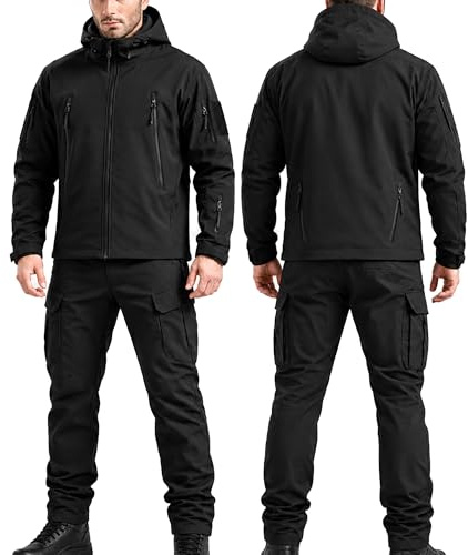 BESTXH Men's Softshell Suit, Fleece Lined Work Jacket & Cargo Trousers Set