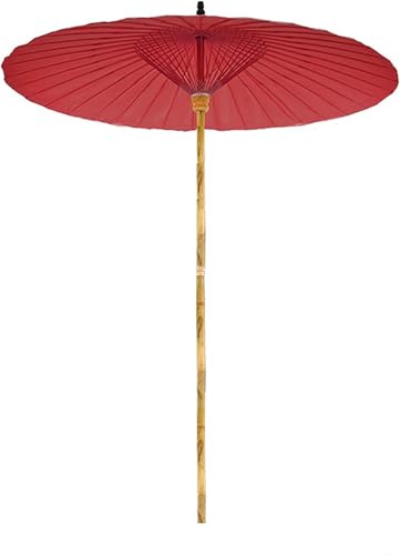 Parapluie de Style Chinois Shanghai 7 Pieds, Parasol de Jardin extérieur en Bambou, imperméable, Protection UV, Parasol Rond pour Piscine, terrasse, terrasse, Rouge foncé, 200 cm/6,6 Pieds