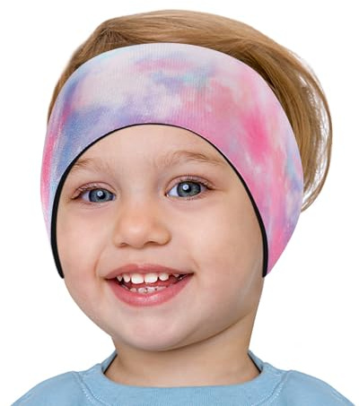 HeySplash Swimming Headband, Swimming Earplugs Ear Band Swimmer Ear Protection Kids Ear Plugs, Neoprene Ear Guard and Hair Guard for Kids Toddlers, Hold Earplugs in, S, Tie-dye Pink