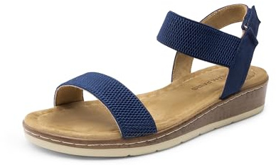 DREAM PAIRS Sandali alla Moda da Donna Comode Scarpe con Tacco a Zeppa e Suola Leggera per Camminare Spiaggia Viaggi,Size 36.5,Marina Militare,DWUMFS2525